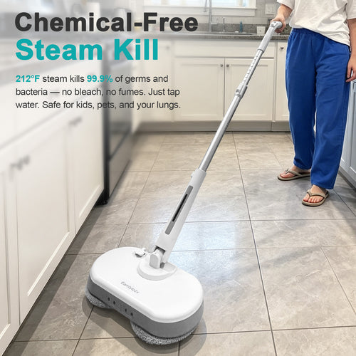 Earnlytozv Chemical‑Free Steam Mop | 212°F Kills 99.9% Germs | 30s Heat & Instant Dry | 5 lbs Lightweight + 180° Swivel | LED Headlight for Dark Corners