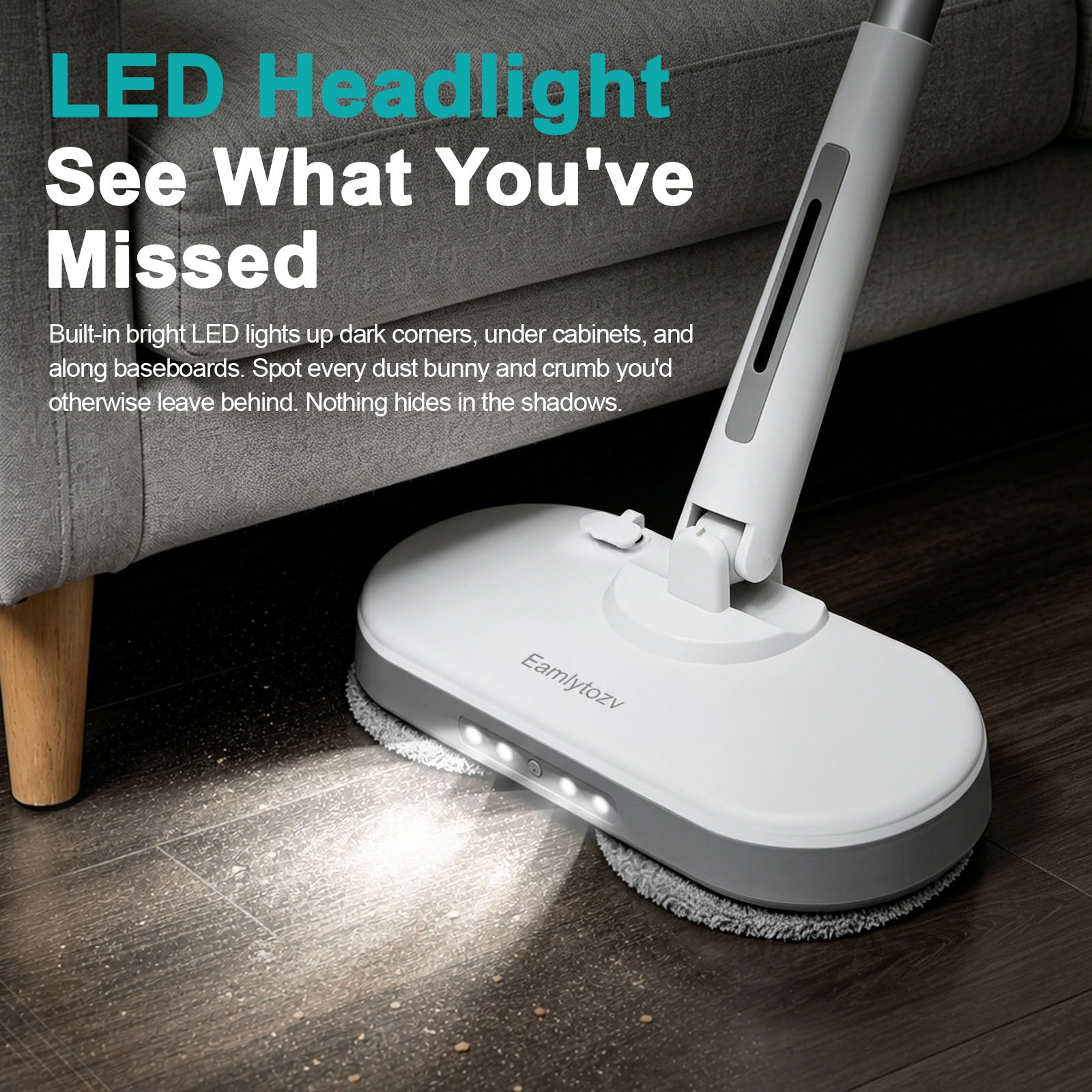Earnlytozv Chemical‑Free Steam Mop | 212°F Kills 99.9% Germs | 30s Heat & Instant Dry | 5 lbs Lightweight + 180° Swivel | LED Headlight for Dark Corners